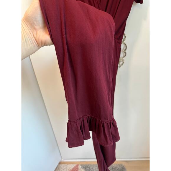 Michael Stars Womens Jumpsuit Size XS Maroon Ruffled Rialto Short sleeve NWT - Picture 7 of 8